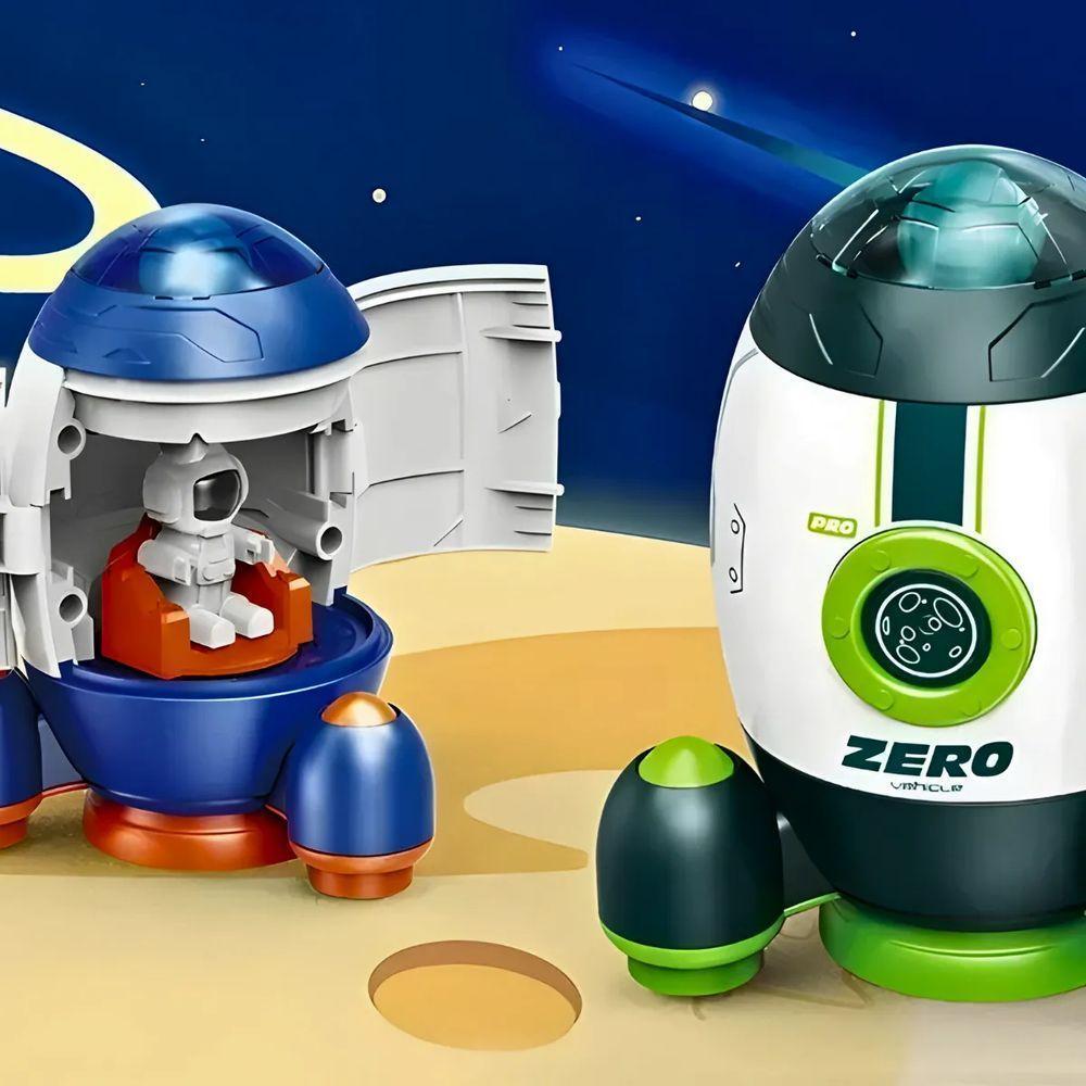 Foguete Espacial Infantil Com Astronauta Brinquedo - Verde - 4