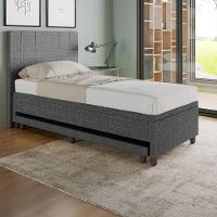 Base Box Solteiro Com Cama Auxiliar Com Colchão Conjugado Linho - Skybox Cor Preto - 7