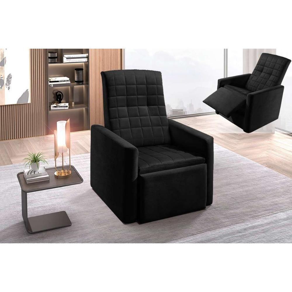 Poltrona Decorativa p/ Sala Reclinável do Papai Top Courano Preto - Paropas - 1