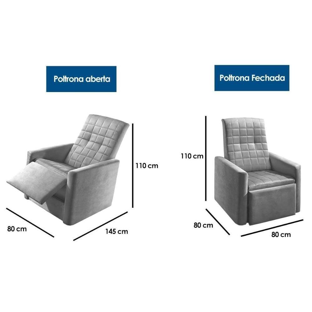 Poltrona Decorativa p/ Sala Reclinável do Papai Top Courano Preto - Paropas - 4