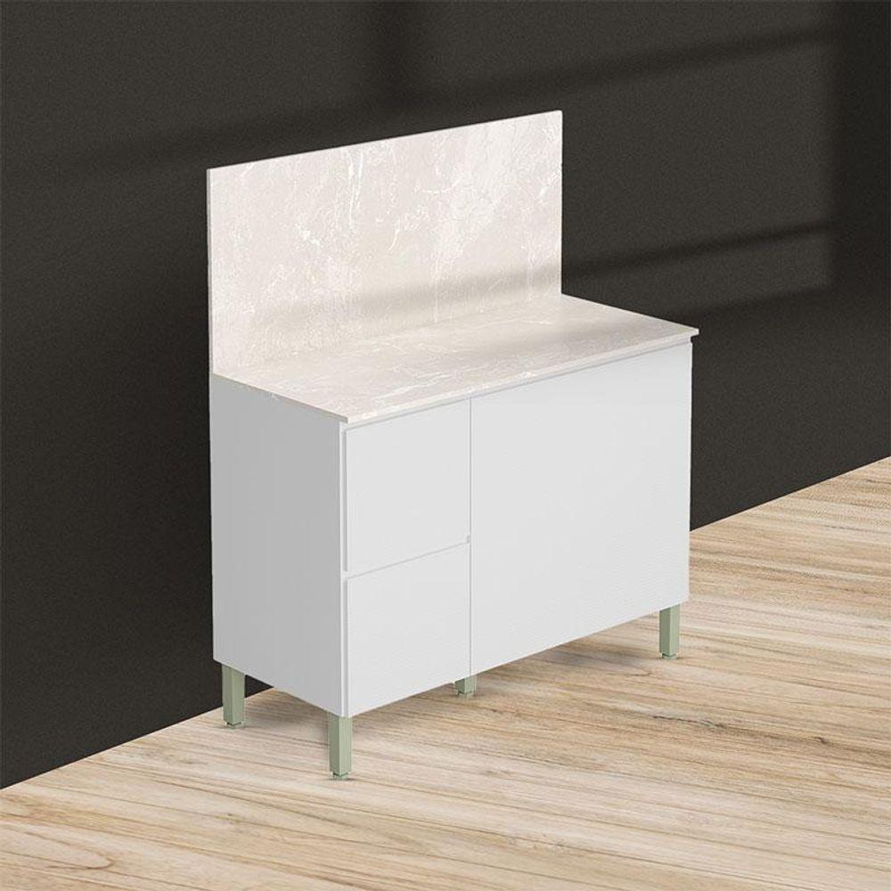 Balcão Para Cozinha Ambiente Art Branco ártico Com Tampo Painel 120cm Travertino - Kits Paraná - 5