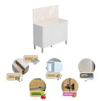 Balcão Para Cozinha Ambiente Art Branco ártico Com Tampo Painel 120cm Travertino - Kits Paraná - 2