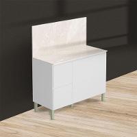 Balcão Para Cozinha Ambiente Art Branco ártico Com Tampo Painel 120cm Travertino - Kits Paraná - 5