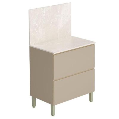 Balcão Para Cozinha Ambiente Art Vanilla Com Tampo Painel 80cm Travertino - Kits Paraná