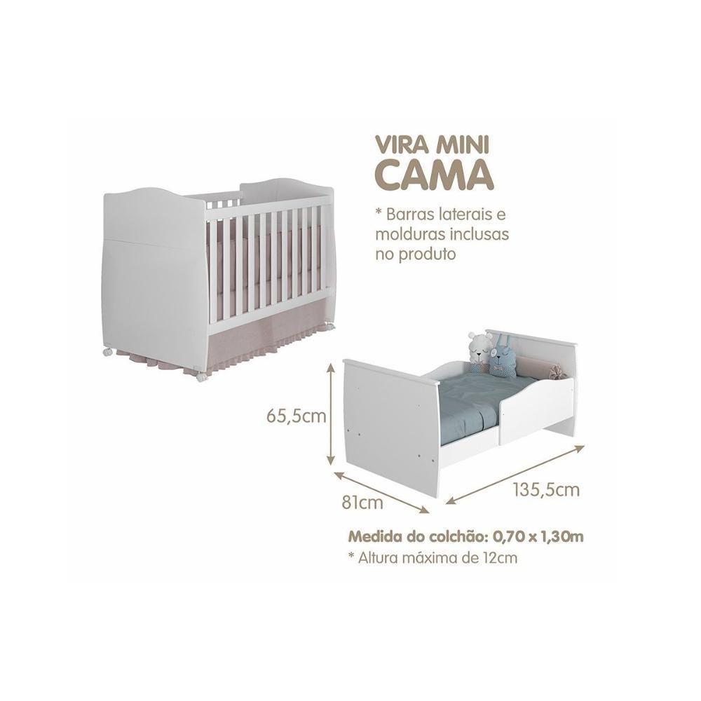 Berço / Mini Cama Infantil Conforto 2 em 1 Nature/Branco - Permóbili Baby - 3