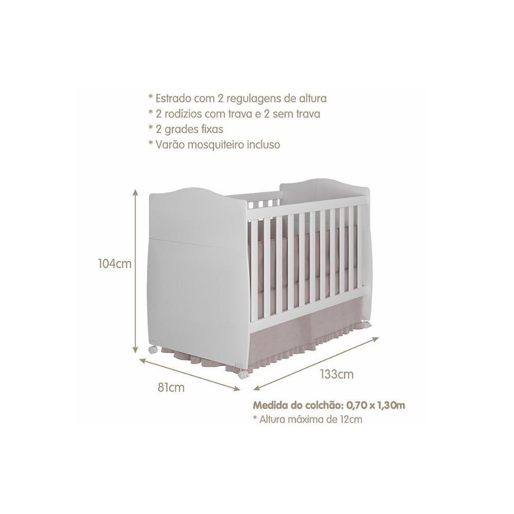 Berço / Mini Cama Infantil Conforto 2 em 1 Nature/Branco - Permóbili Baby - 4