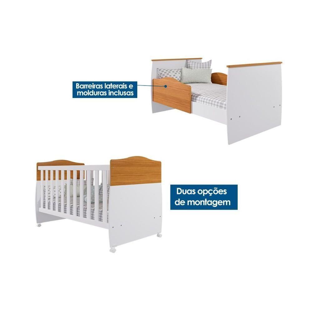 Berço / Mini Cama Infantil Conforto 2 em 1 Nature/Branco - Permóbili Baby - 6