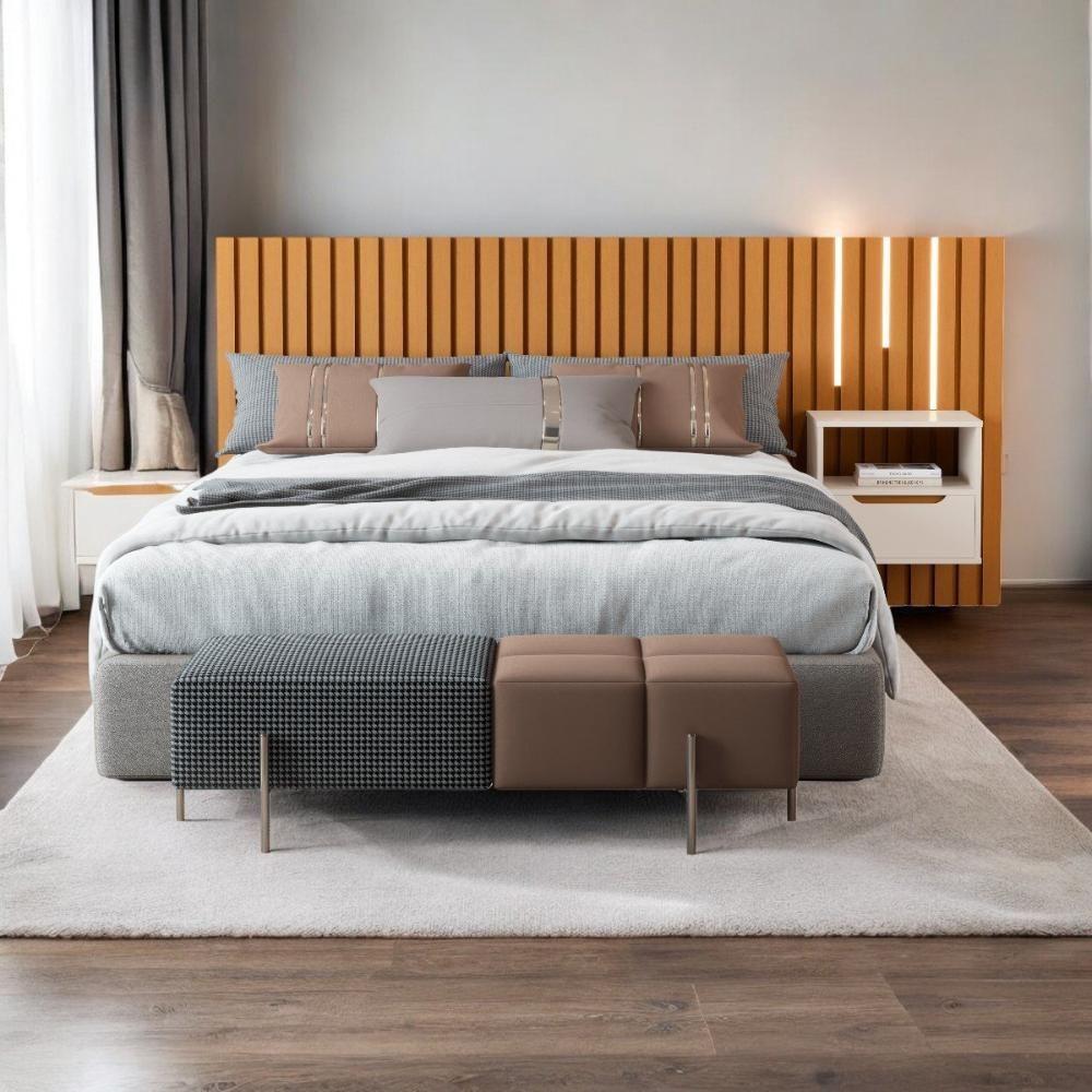 Cabeceira Casal-queen Maracá Com 01 Mesa De Cabeceira E Led - 1