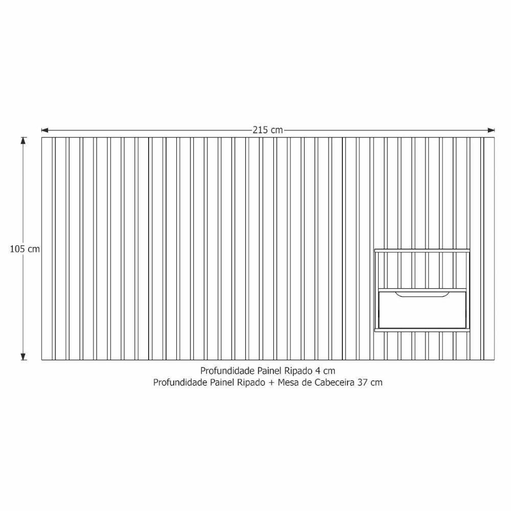 Cabeceira Casal-queen Maracá Com 01 Mesa De Cabeceira E Led - 3