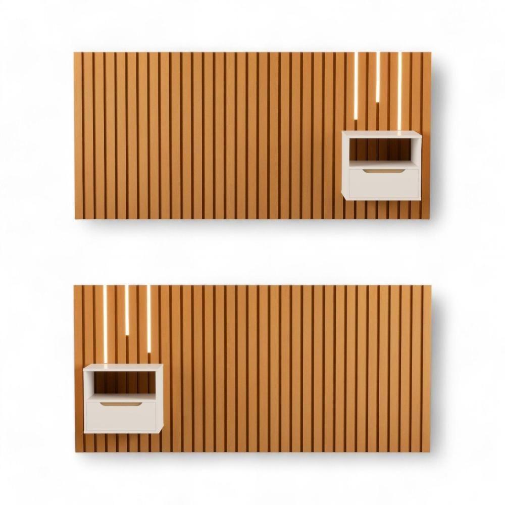 Cabeceira Casal-queen Maracá Com 01 Mesa De Cabeceira E Led - 4