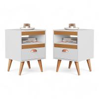 Kit 02 Mesas De Cabeceira Flex Sal Branco E Ypê Sal - 5