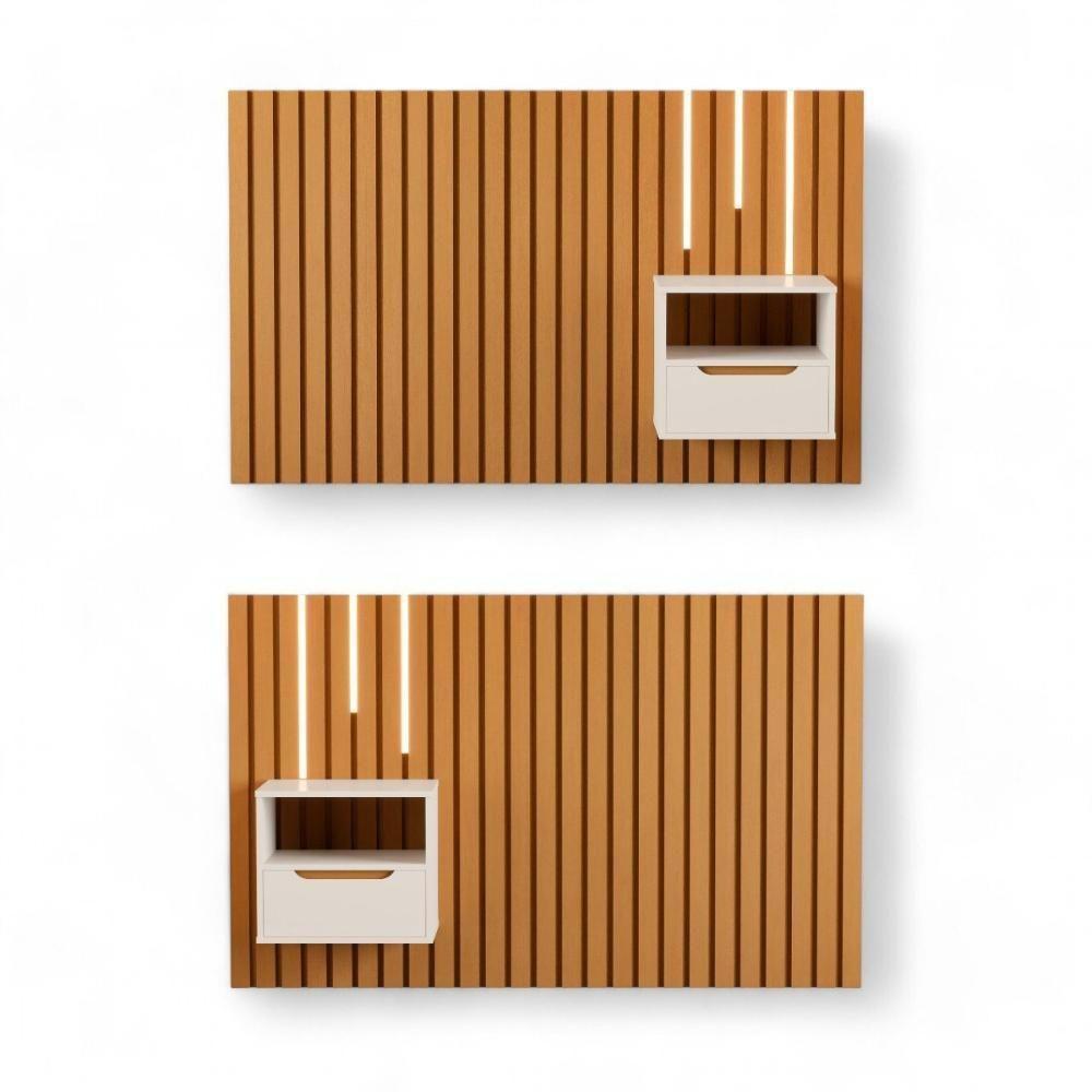 Cabeceira Solteiro Maracá Com 01 Mesa De Cabeceira E Led Jb - 4