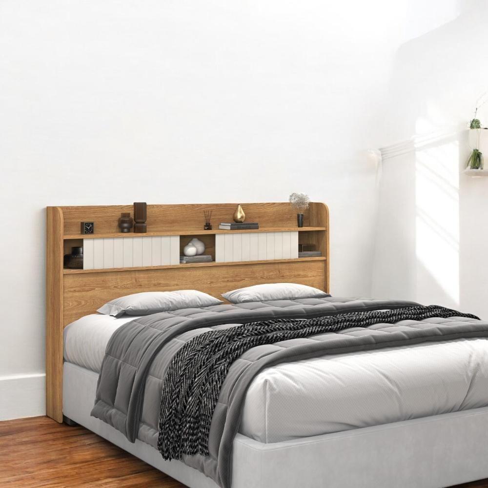 Cabeceira Com Prateleiras Nyce Casal Freijó E Off White - 1