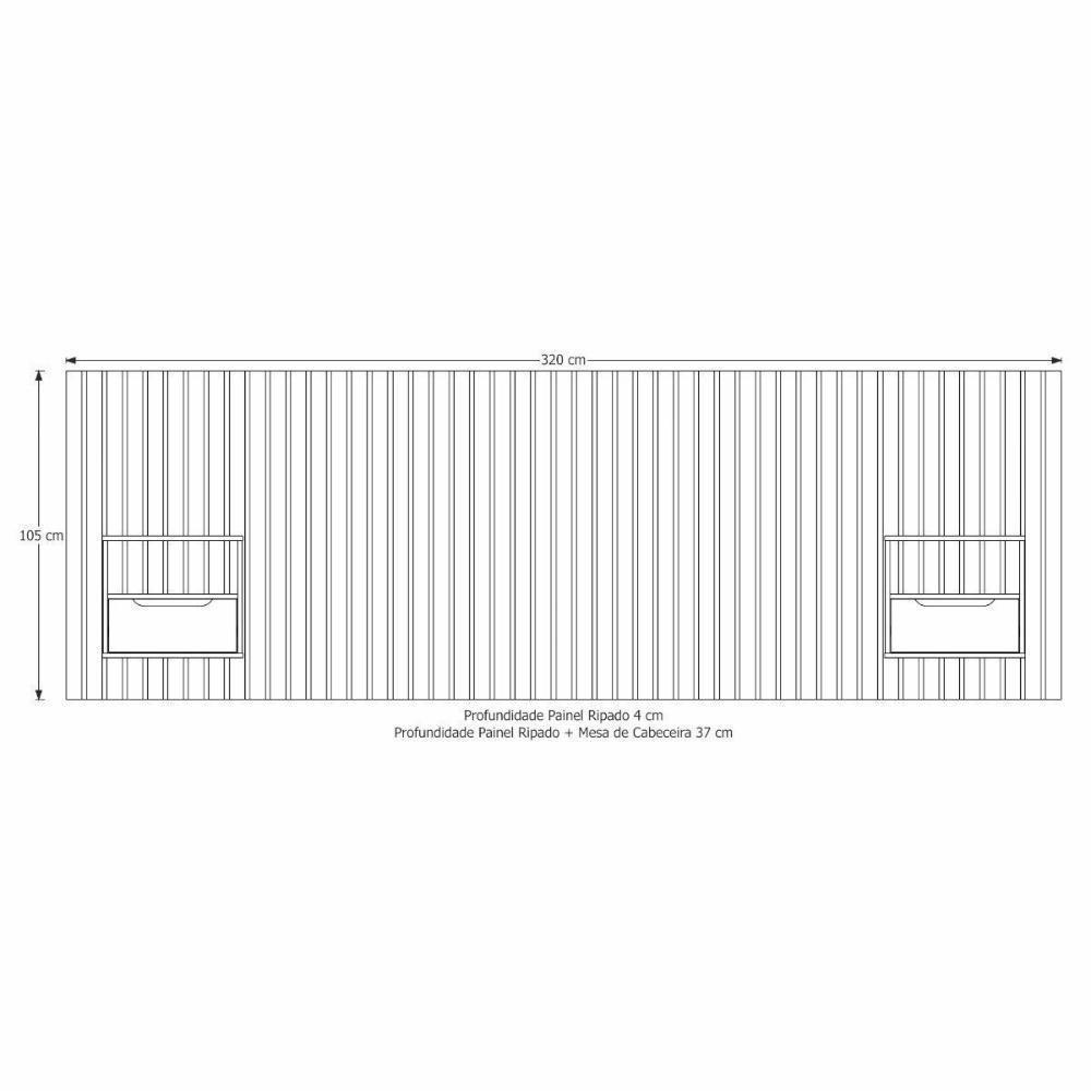 Cabeceira King Maracá Com 2 Mesas De Cabeceira E Leds Jb - 3