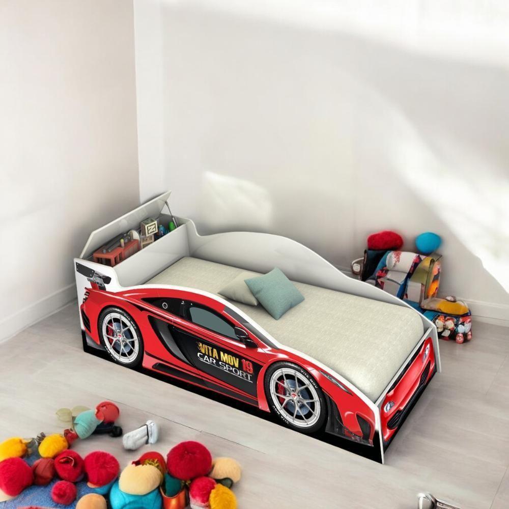 Cama Solteiro Speed Com Baú Vermelha - 1