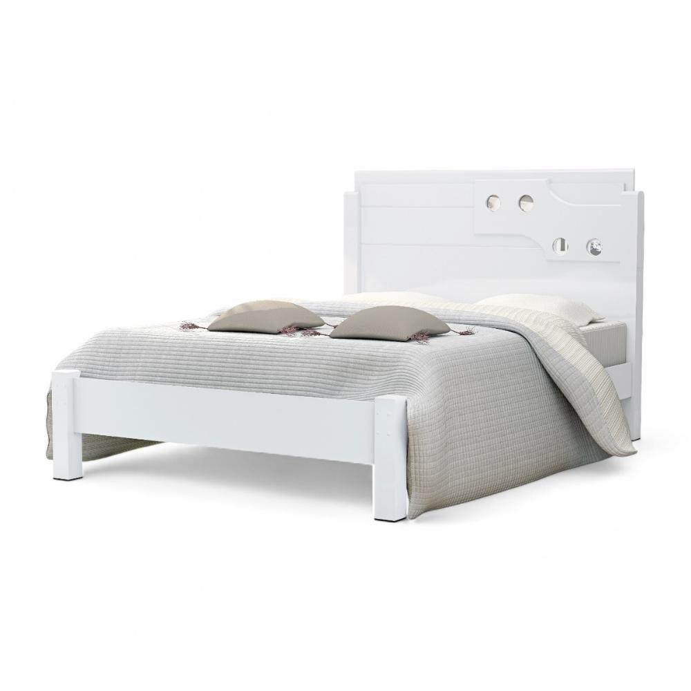 Cama Casal Com Aplique Espelho Colônia Branca - 3
