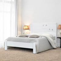 Cama Casal Com Aplique Espelho Colônia Branca - 1