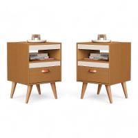 Kit 02 Mesas De Cabeceira Flex Sal Ypê E Off White Sal - 3