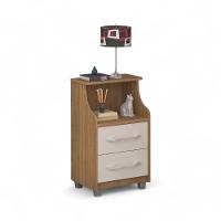 Mesa De Cabeceira Com 02 Gavetas Quebéc Freijó E Off White - 3