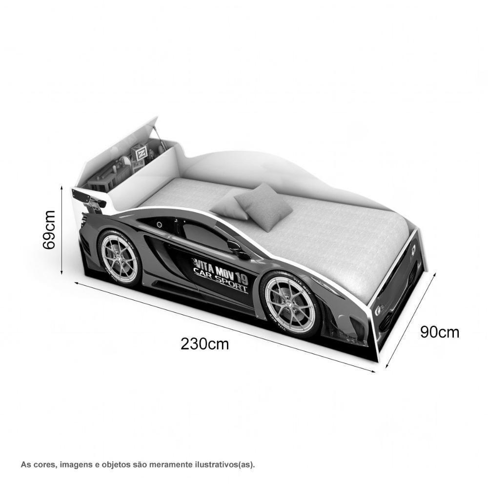 Cama Solteiro Speed Com Baú Vermelha Com Colchão - 2