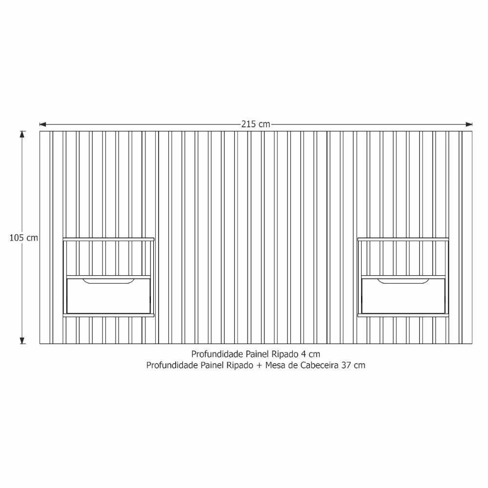 Cabeceira Solteiro Maracá Com 2 Mesas De Cabeceira E Leds Jb - 3