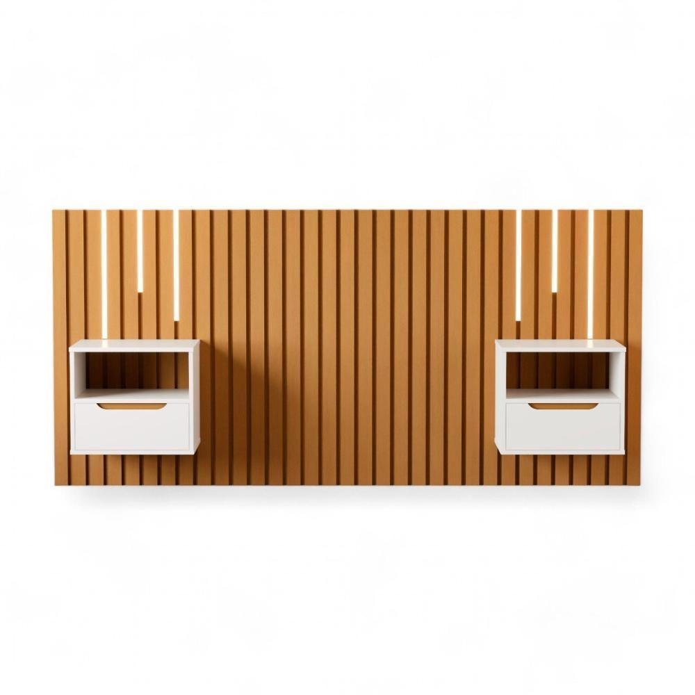 Cabeceira Solteiro Maracá Com 2 Mesas De Cabeceira E Leds Jb - 4