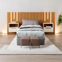 Cabeceira Solteiro Maracá Com 2 Mesas De Cabeceira E Leds Jb - 1