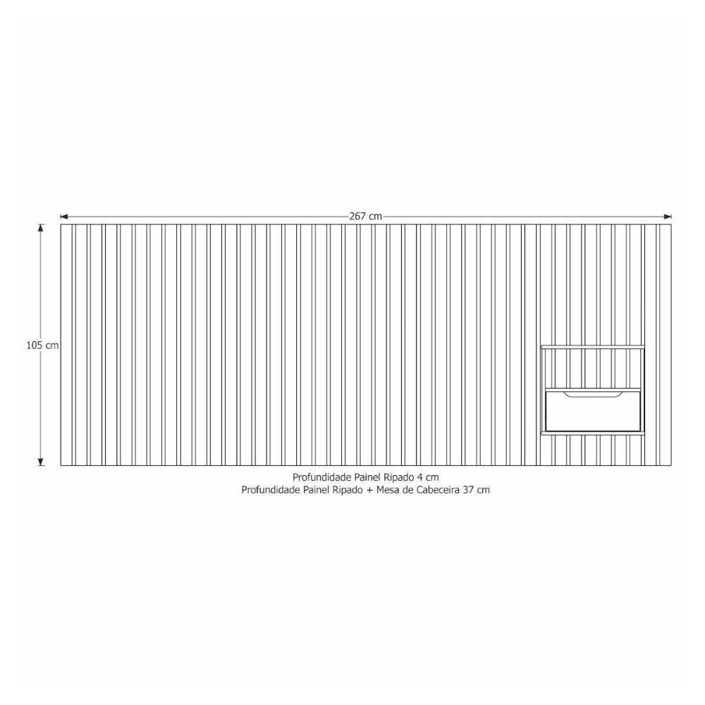 Cabeceira King Maracá Com 01 Mesa De Cabeceira E Led Jb - 2