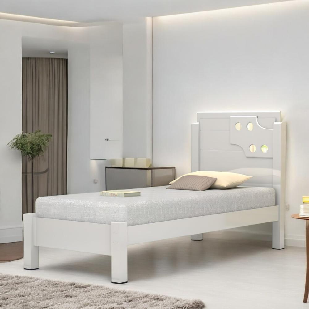 Cama Solteiro Com Aplique Espelho Colônia Branca Com Colchão - 1