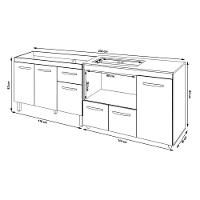 Gabinete Cozinha Armário Balcão De Pia 120 Cm Aline E Balcão Para Fogão Cooktop 5 Bocas E Forno Alana Savana Preto - 2