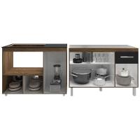 Gabinete Cozinha Armário Balcão De Pia 120 Cm Aline E Balcão Para Fogão Cooktop 5 Bocas E Forno Alana Savana Preto - 3