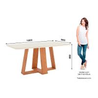 Sala de Jantar Completa Lins c/ Tampo Madeirado c/ Vidro Curvo 180x90cm e 6 Cadeiras Malu Nature/Marrom Amêndoa - Henn - 6