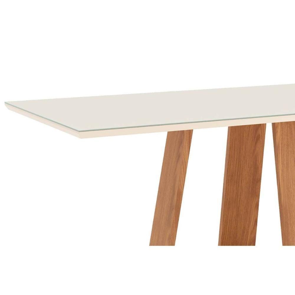 Sala de Jantar Completa Lins c/ Tampo Madeirado c/ Vidro 160x90cm e 6 Cadeiras Bella Nature/Marrom Amêndoa - Henn - 4
