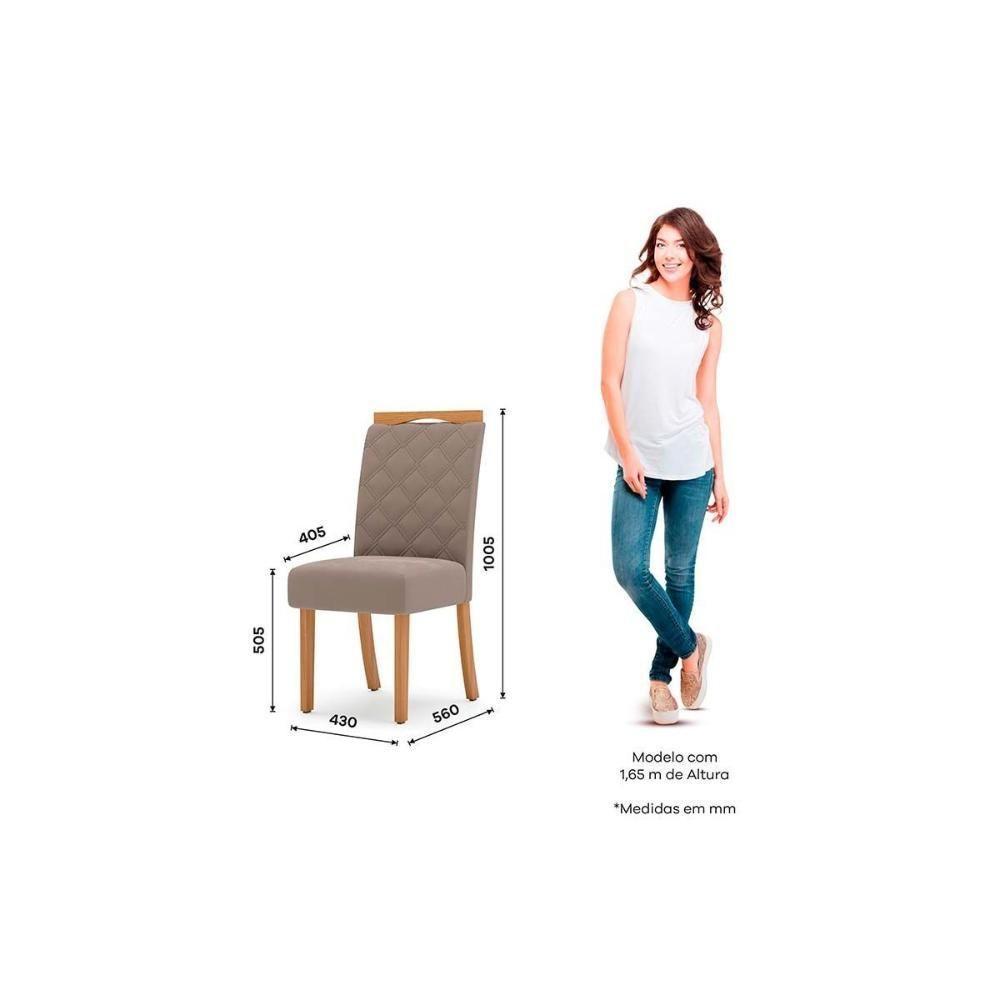 Sala de Jantar Completa Lins c/ Tampo Madeirado c/ Vidro 160x90cm e 6 Cadeiras Bella Nature/Marrom Amêndoa - Henn - 5