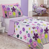 Kit Coordenado Cobre Leito Com Lençol Solteiro Alegria Lilás - 1