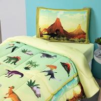 Kit Edredom + Lençol Plush Fofinho Infantil Dupla Face Dream 3 Peças Solteiro - Dinossauro - 1