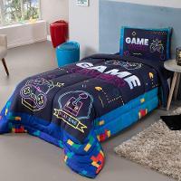 Kit Edredom + Lençol Plush Fofinho Infantil Dupla Face Dream 3 Peças Solteiro - Video Game - 4