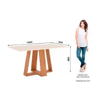 Sala de Jantar Completa Lins c/ Tampo Madeirado Reto 160x90cm e 6 Cadeiras Malu Nature/Veludo Light Linho - Henn - 6