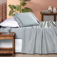 Jogo De Lençol Aria Queen 4 Peças Micropercal 200 Fios Suave Detalhe Bordado - Cinza - 2