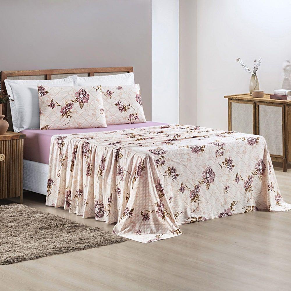 Jogo Lençol Queen Malha Milly 4 Pçs Rosé - 3