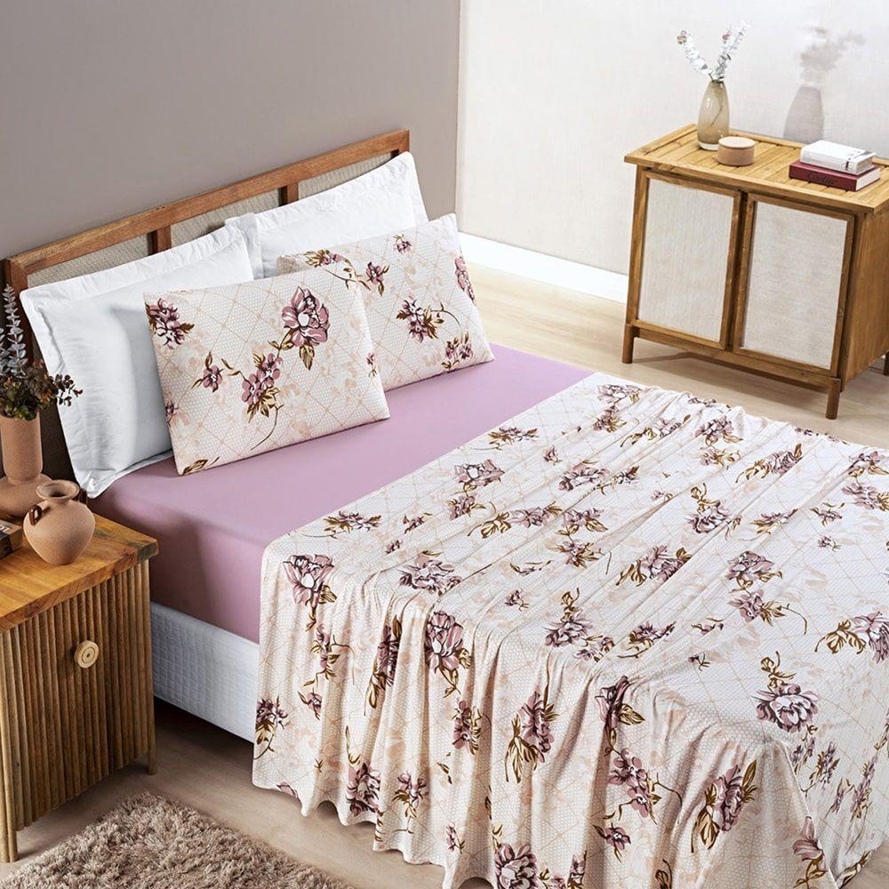 Jogo Lençol Solteiro Malha Milly 3 Pçs Rosé - 3