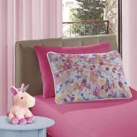 Jogo De Lençol Alegria Solteiro 2 Peças Infantil Estampado Malha 100% Algodão - Unicórnio Rosa - 1