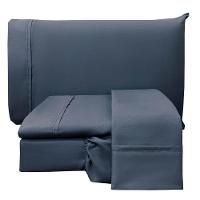 Jogo De Lençol Conforto King 4 Peças Micropercal 200 Fios C/ Elástico - Azul Marinho - 1