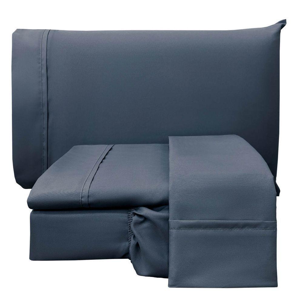 Jogo De Lençol Conforto Casal Padrão 4 Peças Micropercal 200 Fios C/ Elástico - Azul Marinho - 1