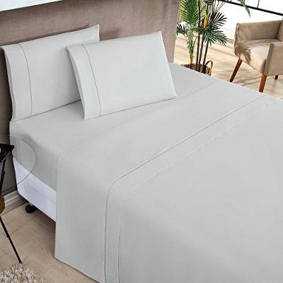 Jogo De Cama Lençol Milano Queen 4 Peças Percal 200 Fios Ponto Palito Classic - Cinza
