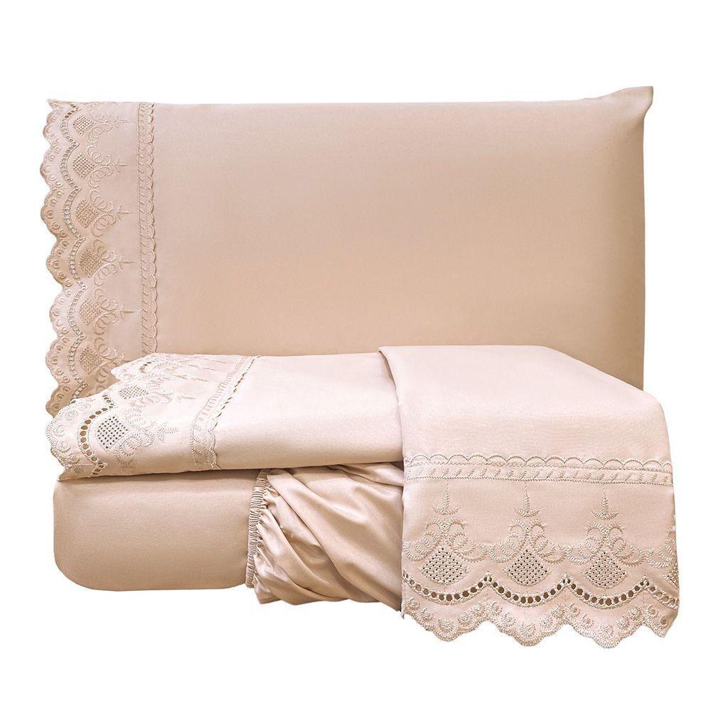 Jogo De Cama Lençol King Supremo Micropercal 300 Fios - Rosê - 1