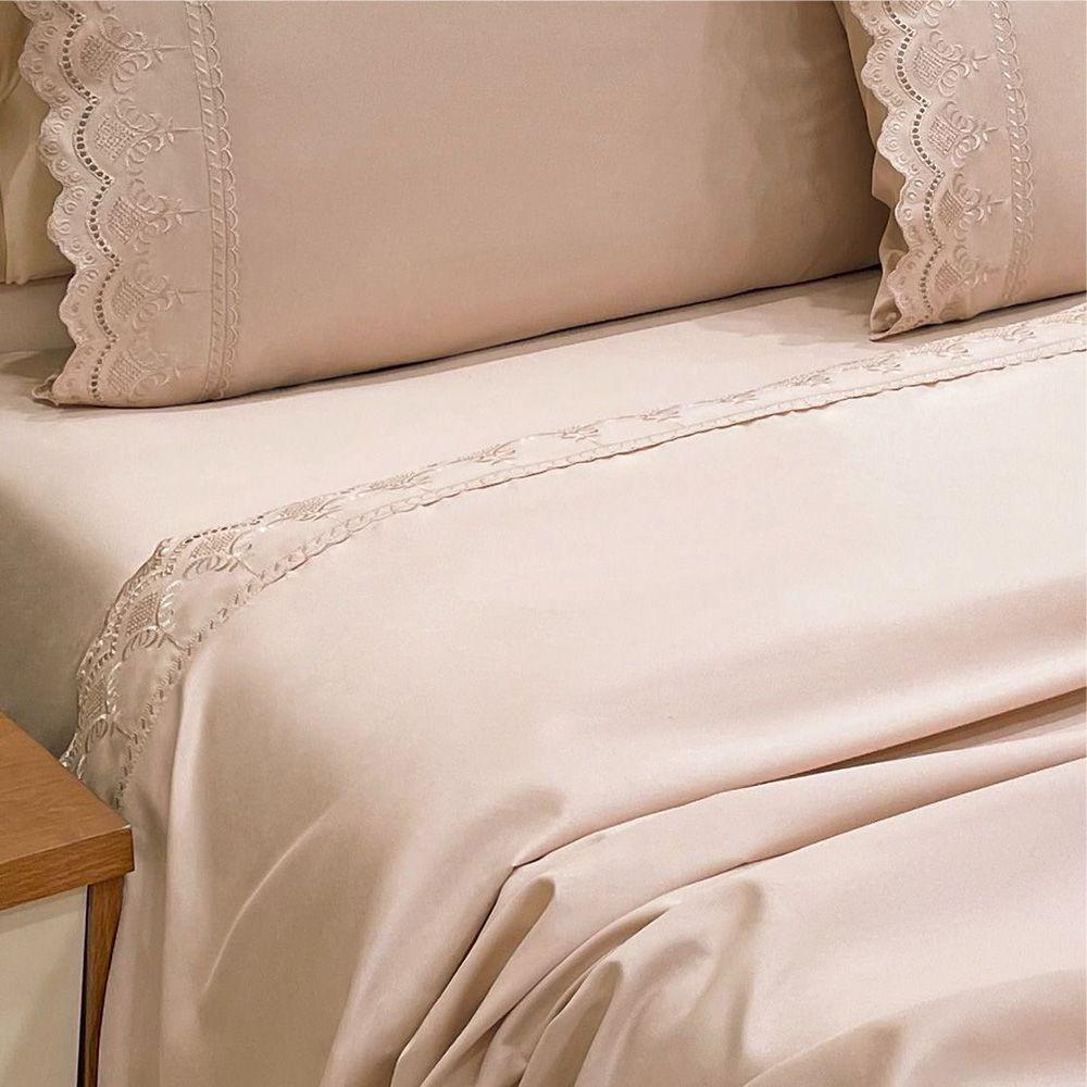 Jogo De Cama Lençol King Supremo Micropercal 300 Fios - Rosê - 3