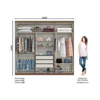 Guarda Roupa Casal 6 Portas e 3 Gavetas c/ Espelho Jade Rústico/Off White - Henn - 6