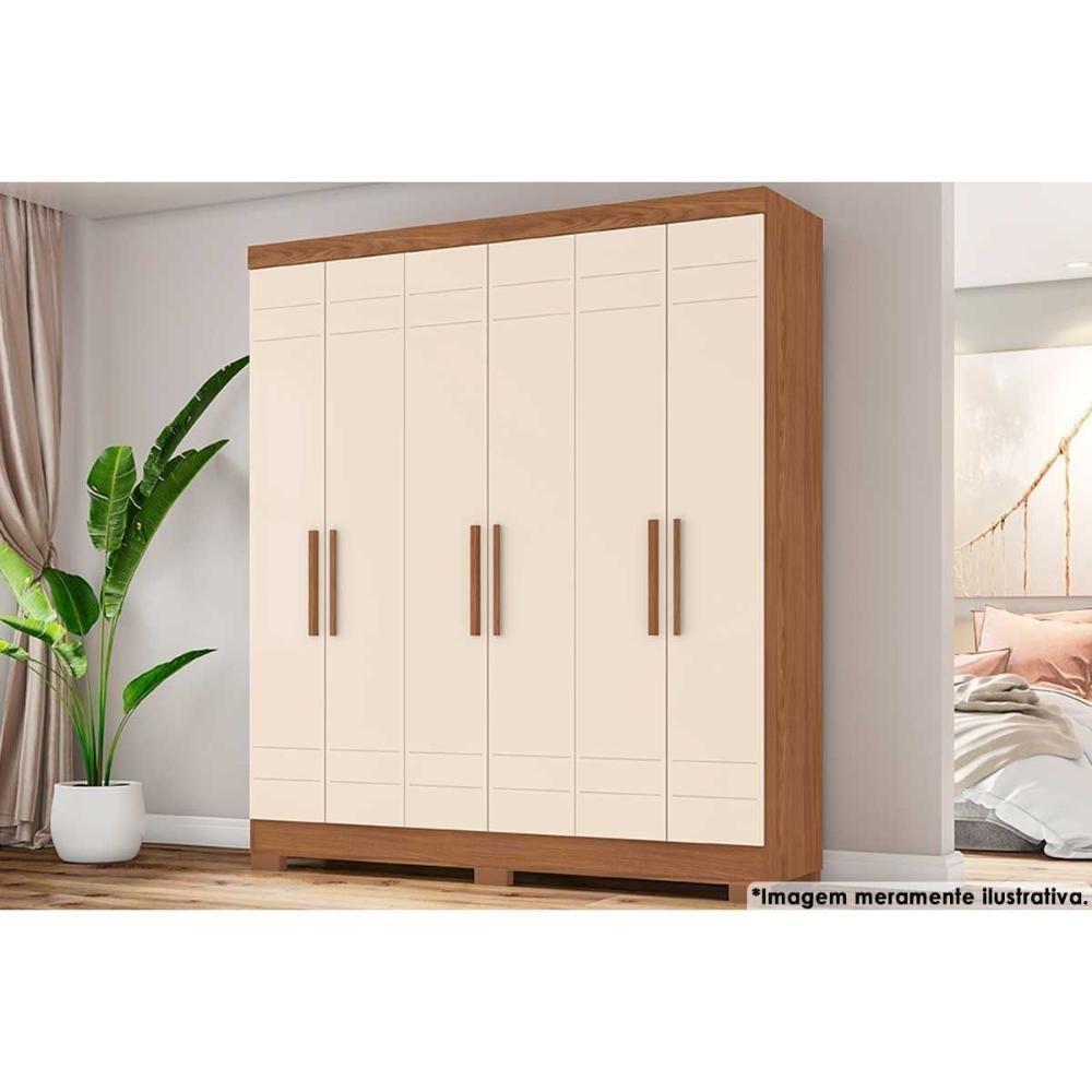 Guarda Roupa Casal 6 Portas E 2 Gavetas C- Pés Briz B369 Nature-off White - 1