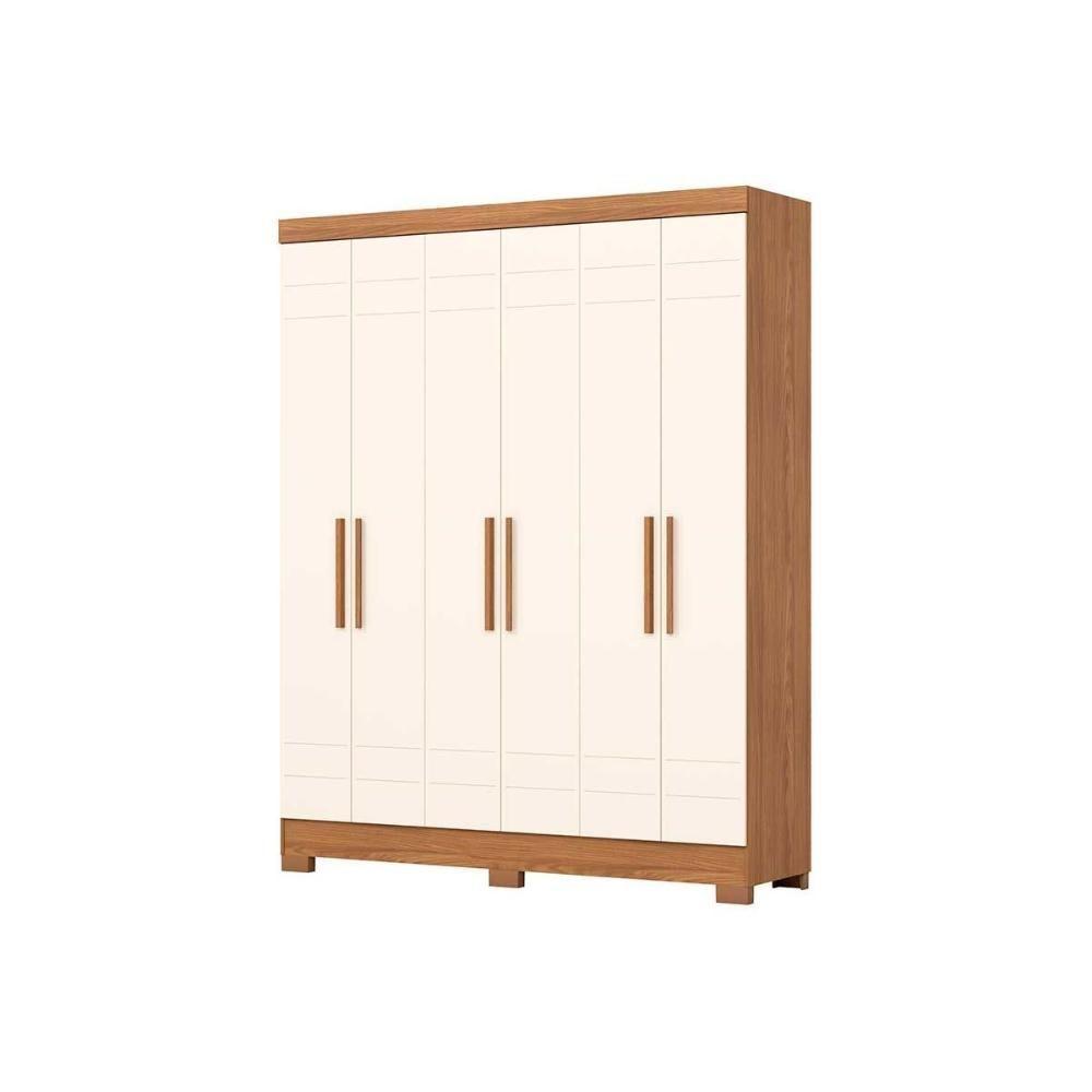 Guarda Roupa Casal 6 Portas E 2 Gavetas C- Pés Briz B369 Nature-off White - 2